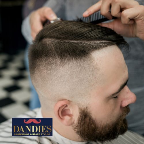 High fade with beard blend and sharp contour, expert barbering Campbell.
